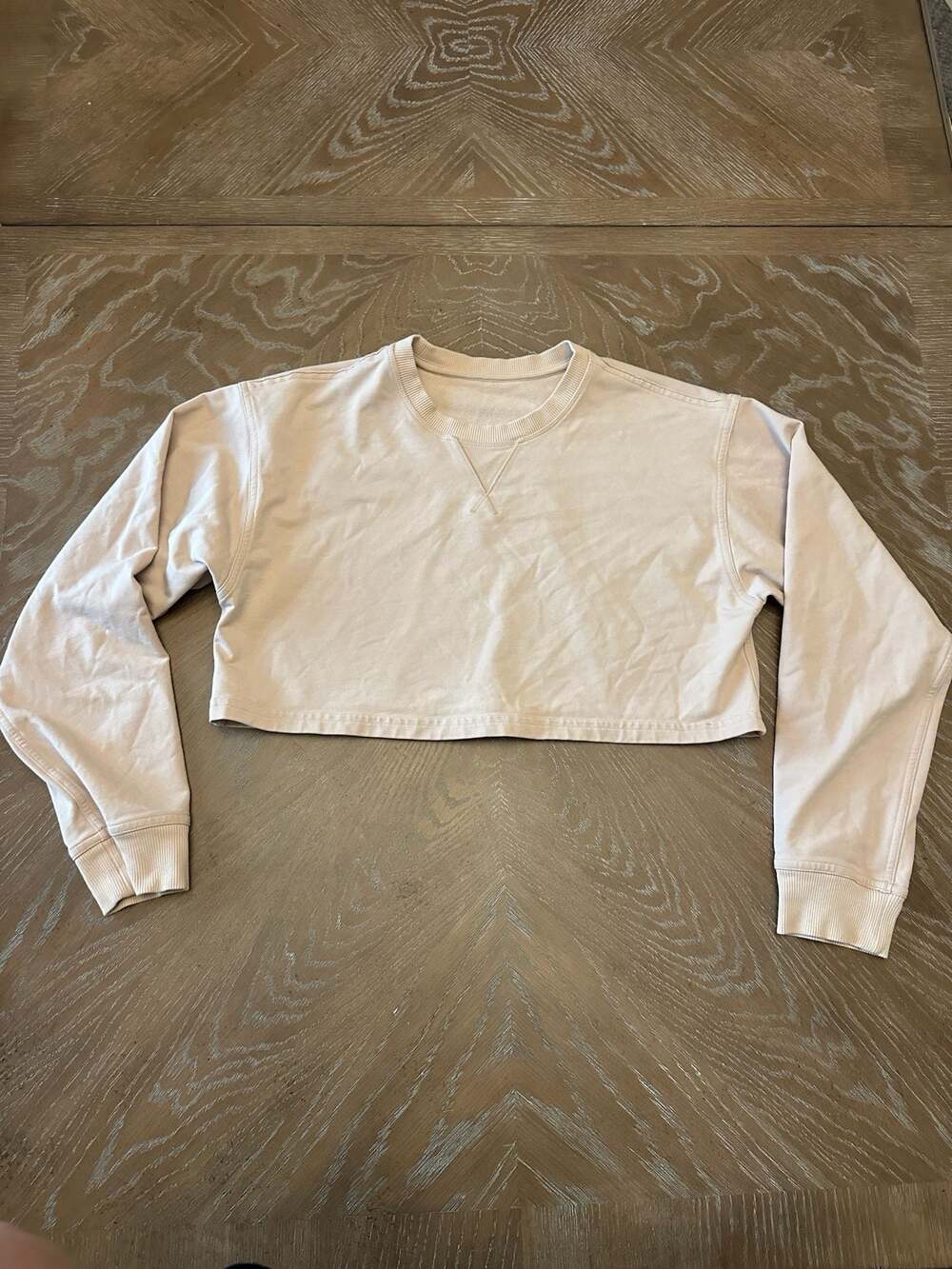 Lululemon Softstreme Cropped Crewneck Sweatshirt Tan Cream